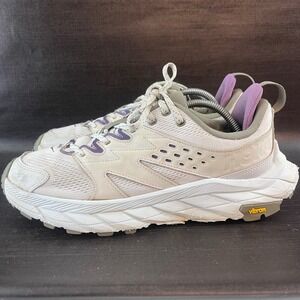 Hoka One Anacapa Breeze Low Women's 9.5 B Beige Purple Vibram Hiking Trail Shoes